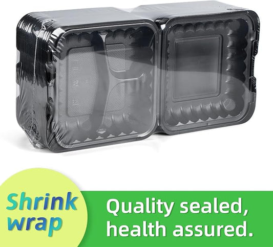 To Go Containers, Reusable 55 Pack 34 oz BPA Free Meal Prep Container 3 Compartment MFPP Clamshell Take Out Boxes
