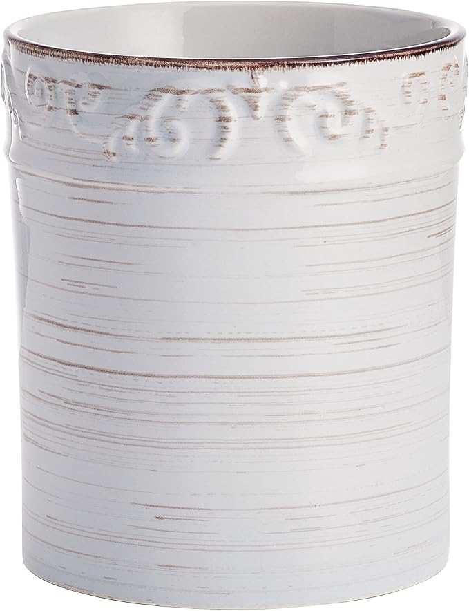 Pfaltzgraff Trellis Utensil Crock, 7x6 inch, White