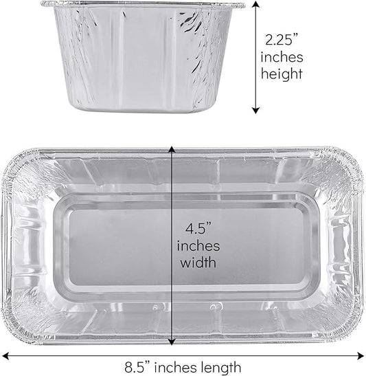 PLASTICPRO [2 Lb 25 Pack Disposable Loaf Pans Aluminum Tin Foil Meal Prep Bakeware - Cookware Perfect for Baking Cakes, Bread, Meatloaf, Lasagna 2 Pound 8.5'' X 4.5'' X 2.25''