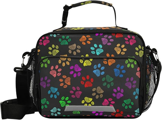 Paw Prints Kids Lunch Bag Dog Insulated Lunch Bags Reusable Lunch Box Lunch Tote Bag for School Office Work Picnic