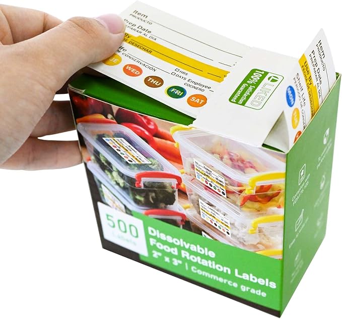 L LIKED Dissolvable Food Labels 2”x 3" No Residue Food Storage Labels for Kitchen，Washable Mason Jar Labels, Bottle Labels Easy to Write -500 Labels(Matte White…
