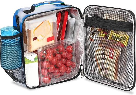Kids Lunch Box Golf Ball Print Insulated Lunch Bag Tote for Girls Boys, Cooler Freezable Meal Prep Bag with Shoulder Strap Waterproof Lunch Container for School Office Picnic