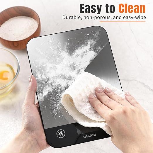 33LB Digital Kitchen Scale, Rechargeable Food Scale Grams and Ounces with Stainless Steel, USB Charging, 1g High Accuracy for Baking and Cooking, Food, etc