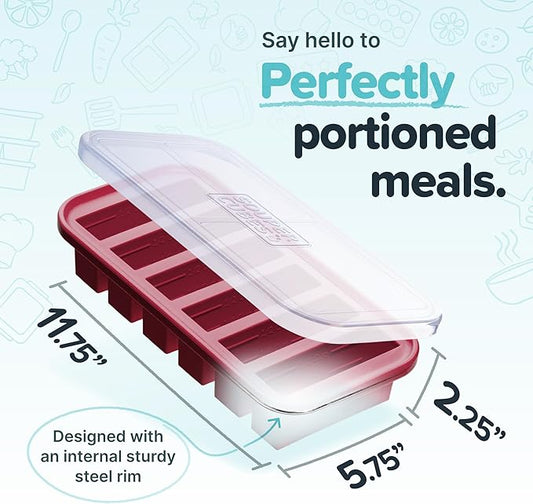 Souper Cubes 1/2 Cup Silicone Freezer Mold, Perfect for Storing Soups, Sauces, Juices, Desserts, Smoothie Prep and More, Freezer Portion Mold for Meal Prepping - Cranberry - 1-Pack