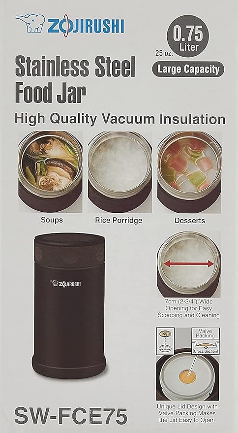 Zojirushi Stainless Steel Food Jar, 25-Ounce, Dark Brown