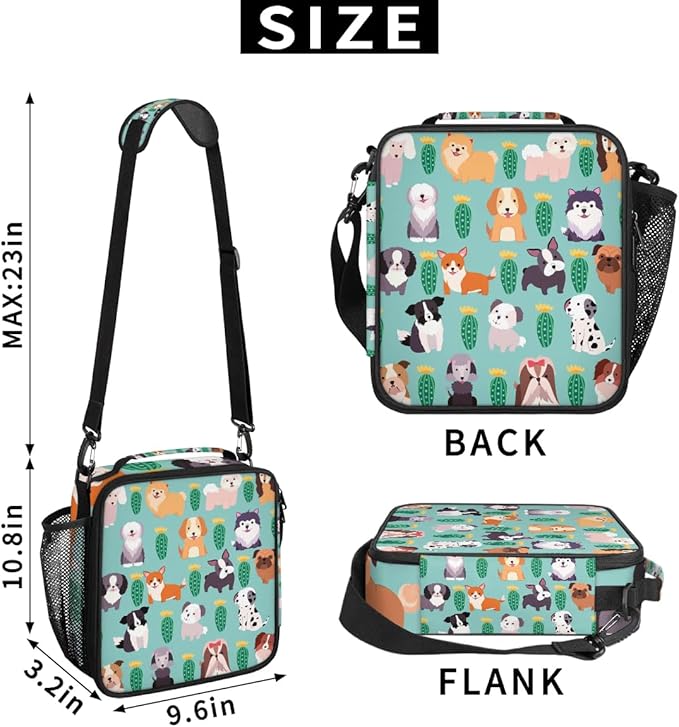 Cute Dogs Lunch Bag Personalized Lunch Bag Gifts Insulated Lunch Bag Reusable Lunch Box Picnic Travel Lunch Tote Bag Snack Bag