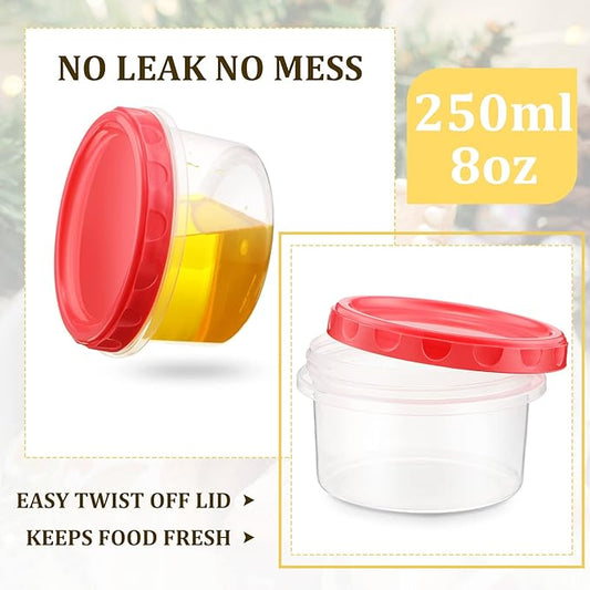 Sieral 36 Pack 8 oz/ 250 ml Freezer Containers with Lids Plastic Twist Top Deli Jars Reusable Freezer Storage Containers for Food Round Wide Mouth Lunch Snacks(Red, Green, Yellow)