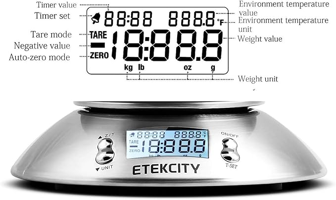 Etekcity Food Kitchen Scale with Bowl (2.06 QT) and Etekcity Food Scale, Digital Kitchen Scale, 304 Stainless Steel