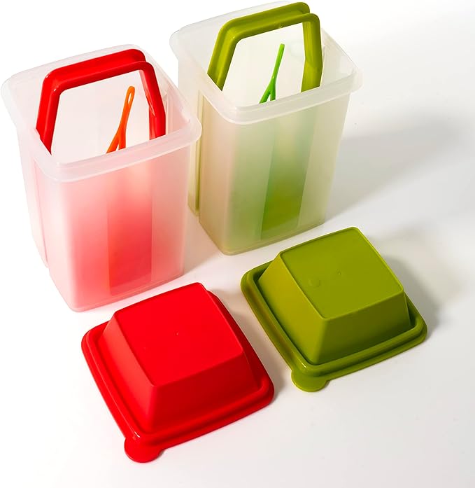 Pickle Jar with Strainer Insert - Set of 2 - Plastic Leak Proof Food Saver Container - For Fresh Fruit or Pickled Vegetables - Complete with Tongs