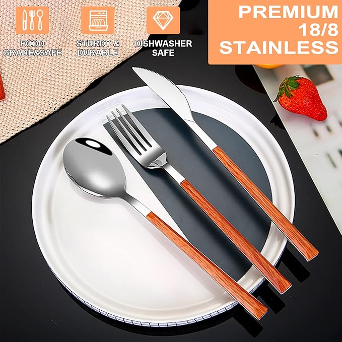Portable Utensils Set with Case 18/8 Stainless Steel Silverware Sets Reusable Utensils Set Knife Fork and Spoon with Case 3 PCS Set Ideal for Travel Camping