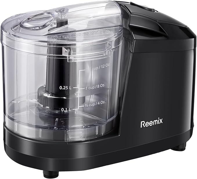 1.5-Cup One-Touch Electric Food Chopper, 100W Mini Food Processor Meat Grinder, Mix, Chop, Mince and Blend Vegetables, Fruits, Nuts, Meats, Stainless Steel Blade (Black)