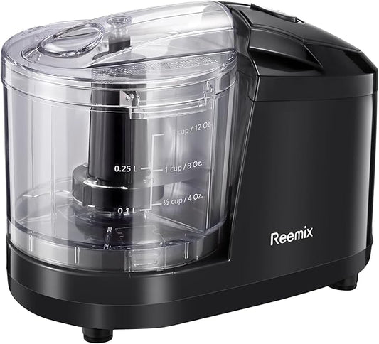 1.5-Cup One-Touch Electric Food Chopper, 100W Mini Food Processor Meat Grinder, Mix, Chop, Mince and Blend Vegetables, Fruits, Nuts, Meats, Stainless Steel Blade (Black)