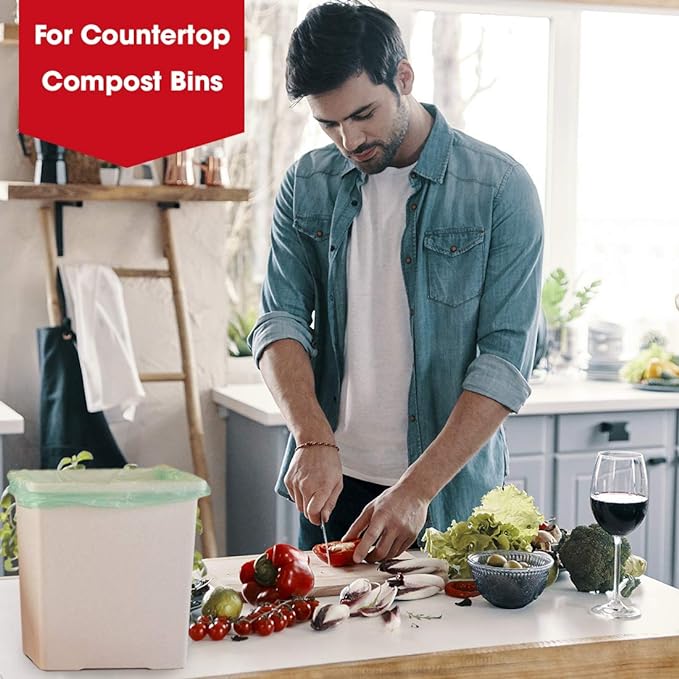Compost Bags, Compostable Trash Bags 2.6 Gallon Compostable Bags 100 Count Small Compost Bags for Countertop bin Extra Thick 0.71 Mil. ASTM D6400 Certified By BPI and TÜV AUSTRIA