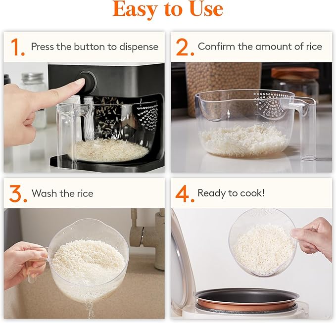 Lifewit Rice Dispenser 25 Lbs(11.3kg), Rice Storage Container Sealed Moisture Proof with Measuring Cup for Kitchen Pantry Household, BPA-Free, Black