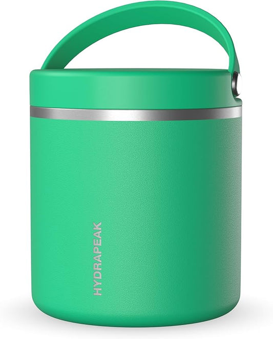 Hydrapeak 25oz Stainless Steel Vacuum Insulated Thermos Food Jar | Thermos for Hot Food and Cold Food, Wide Mouth Leak-Proof Soup Thermos for Adults, 10 Hours Hot / 16 Hours Cold (Jade)