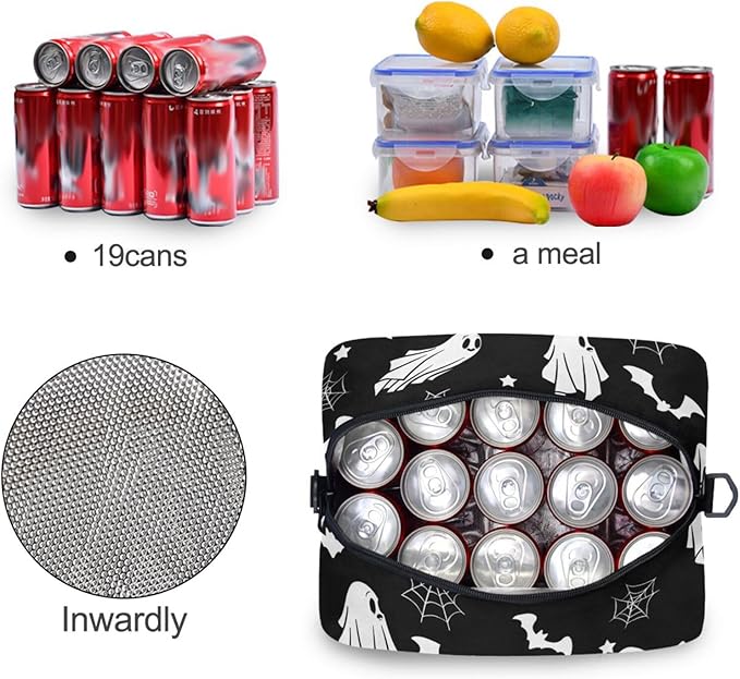 Skull Gothic Insulated Lunch Bag Reusable Lunch Tote Bag Cooler Bag for Women Men Adult Lunch Box with Adjustable Shoulder Strap Leakproof Lunch Bag for Work School Picnic Camping
