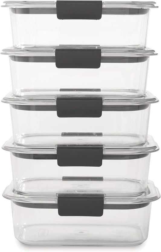 Rubbermaid Brilliance Food Storage Containers BPA Free Airtight Lids Ideal for Lunch Meal Prep & Leftovers Set of 5 (3.2 Cup)