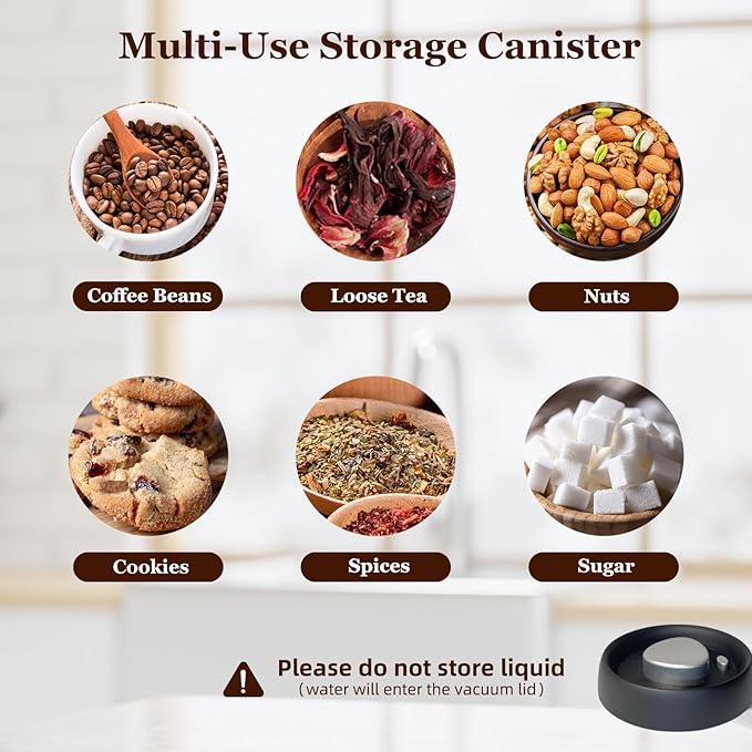 Coffee Vacuum Canister, 16oz Coffee Bean Storage, Stainless Steel Airtight Food Storage Container, Press Out Excess Air Preserve Food Freshness, Perfect for Coffee Beans,Loose Leaf Tea