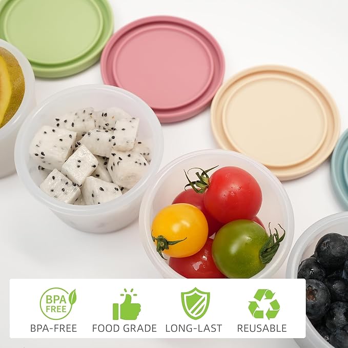 4 Pack Small Silicone Snack Containers with Lids 4 oz Reusable Food Storage Containers Bento Lunch Snack Pots for Adults & Kids Meal Prep Containers