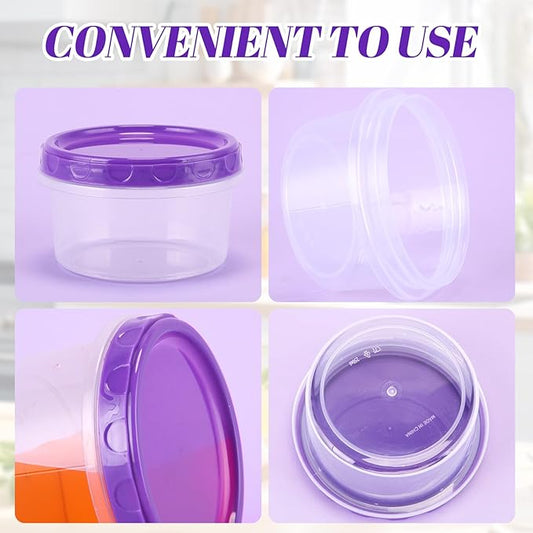 Sieral 36 Pack 8 oz/ 250 ml Freezer Containers with Lids Plastic Twist Top Deli Jars Reusable Freezer Storage Containers for Food Round Wide Mouth Lunch Snacks(Purple)