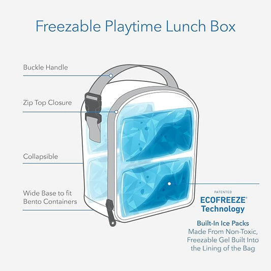 PackIt® Freezable Playtime Lunch Box, Spaceman, Built with EcoFreeze® Technology, Collapsible, Reusable, Zip Closure With Buckle Handle, Perfect for Keeping Lunches Fresh Large
