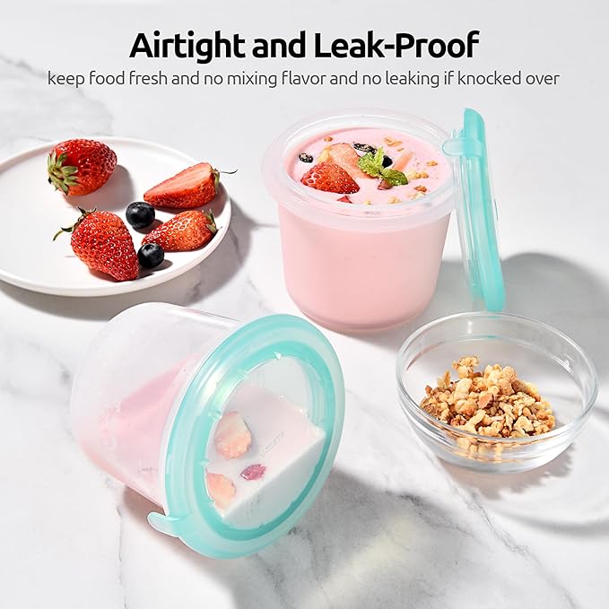 U-Taste 1 Cup Silicone Food Container: Small Kitchen Storage with Airtight Lid, Freezer & Microwave Safe, Fruit Box with Date Marking Circle, Clear Stackable for Meal Prep Portion (Set of 2, Teal)