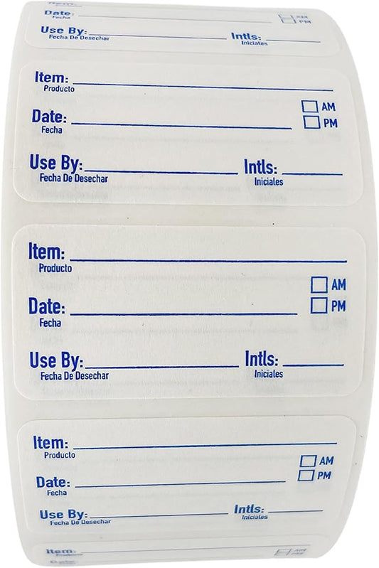 2x1 Dissolvable Food Labels, 250 Label Stickers, Bottle Labels for Storage Bins, Sticker Labels for Food containers, (250, Blue)