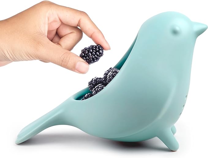 Genuine Fred BLUE BIRD Ceramic Colander, Charming, Unique Design, Berry Colander, Fun Kitchen Gadget