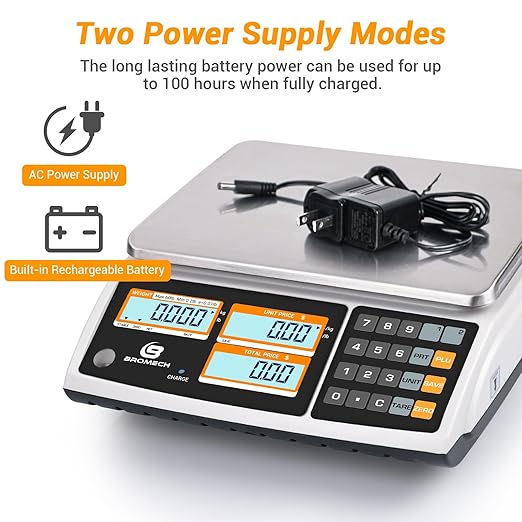 Price Computing Scale NTEP Certified for Legal Trade Rechargeable, Commercial Grade with Dual LCD Display, 60lb Stainless Steel Platform for Meat Shop, Deli, Produce Farmers Market COC#21-001