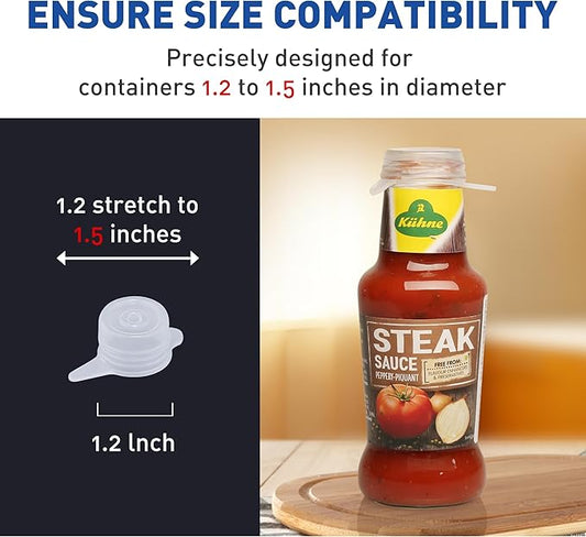 Extra Small Silicone Stretch Lids for 1.2 Inch to 1.5 Inch Wine Bottles, Condiment Bottles, Jars, Cans - 8 Pack