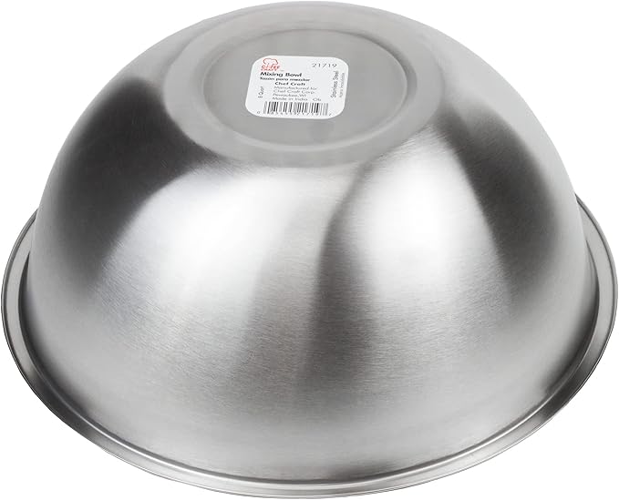 Chef Craft Brushed Mixing Bowl, 8-Quart, Stainless Steel