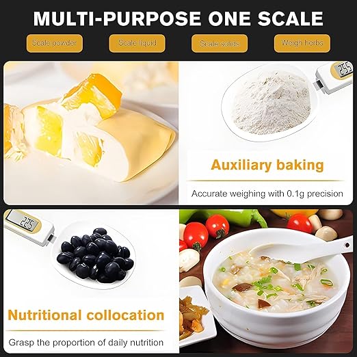 Digital Kitchen Scale, 500g/0.1g, Multi-Function with Spoon Scale and LCD Display, White
