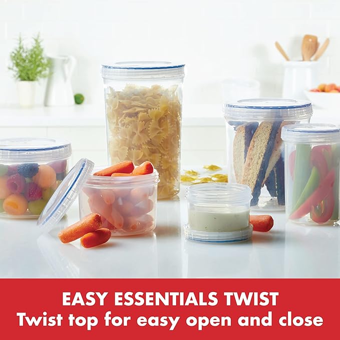 Lock & Lock Easy Essentials Food Storage Bin Set/Airtight Container Lids/BPA-Free/Dishwasher Safe, 20 Piece, Clear
