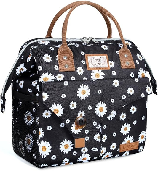 Lekesky Lunch Box for Women - Cute Insulated Lunch Bag, Fashion Ladies Lunch Tote Bag, Daisy