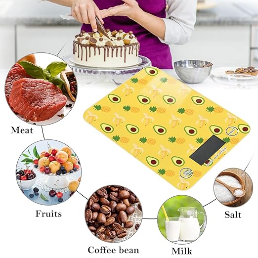 Food Scale Kitchen Scale for Baking Cooking Digital Food Weighing Measuring Scale Small Waterproof Electric Food Scale Avaocado Pineapple Banana