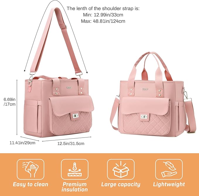 Pink Lunch Box for Women,Insulated Lunch Bag for Adults,Leakproof Lunch Tote Bag Cooler for Work,Picnic,School,Party