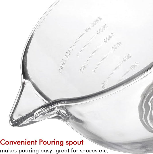 Glass Mixing Bowl Accessory 5 Quart - Compatible with KitchenAid 4.5 and 5 Quart Tilt-Head Stand Mixers (With Measuring Cup Lid)