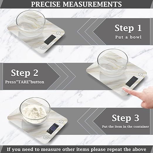 Food Scale Kitchen Scale for Baking Cooking Digital Food Weighing Measuring Scale Small Waterproof Electric Food Scale Marble