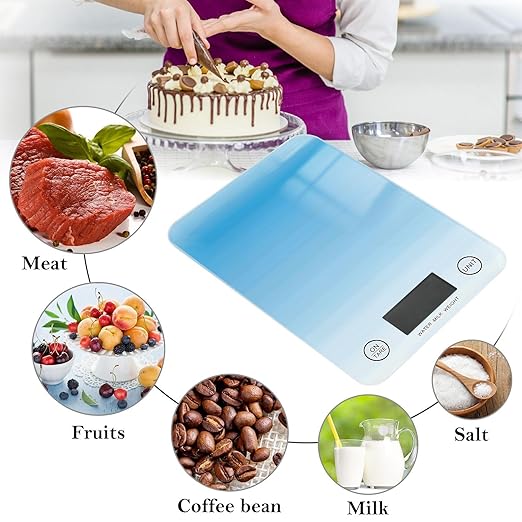Food Scale Kitchen Scale for Baking Cooking Digital Food Weighing Measuring Scale Small Waterproof Electric Food Scale Gradient Blue