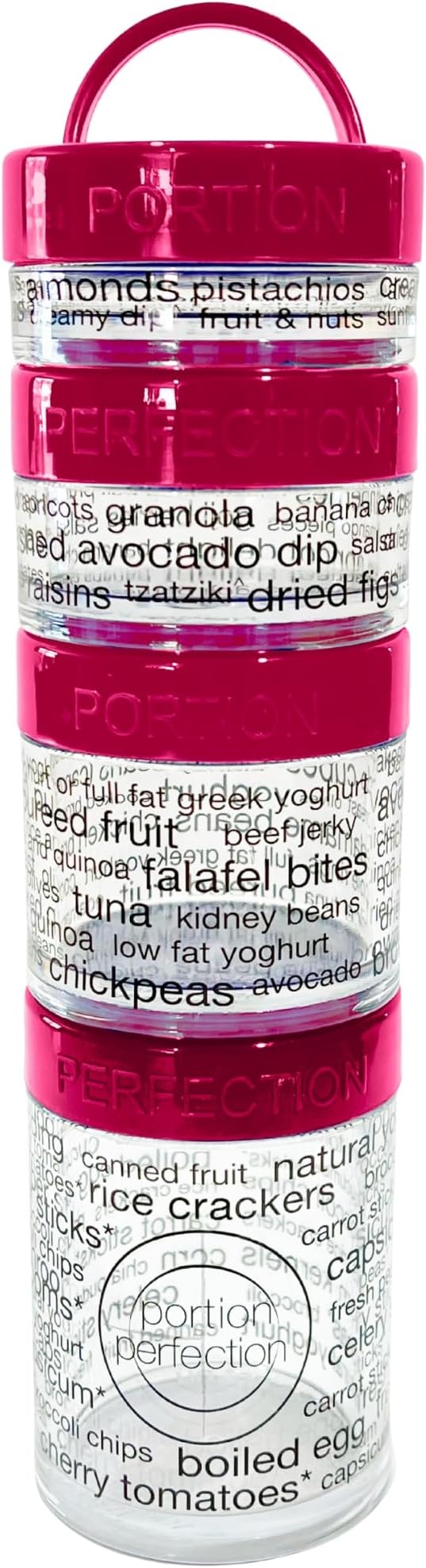 100 Cal Stackable Snack Containers for Weight Management, Food Portion Control Containers for Weight Control with Instructions for Men, Women and Bariatric Must-Haves (Pink)