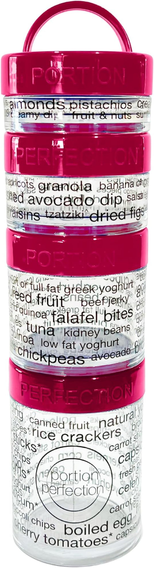 100 Cal Stackable Snack Containers for Weight Management, Food Portion Control Containers for Weight Control with Instructions for Men, Women and Bariatric Must-Haves (Pink)