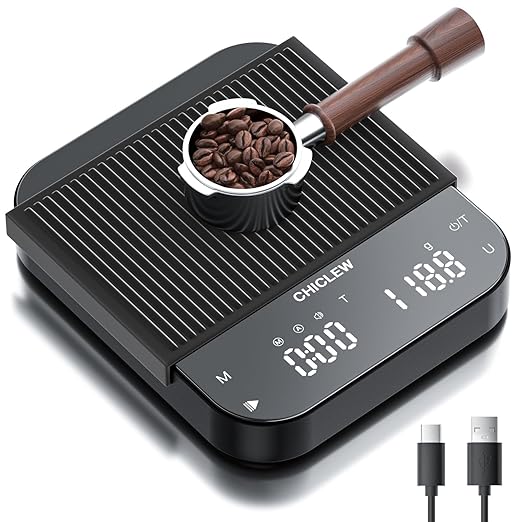 Digital Coffee Scale with Timer, 3kg/0.1g Espresso Scale for Pour-Over Coffee, 3 Modes 6 Units Barista Scale, Portable Mini Coffee Scale with Gravity Sensor