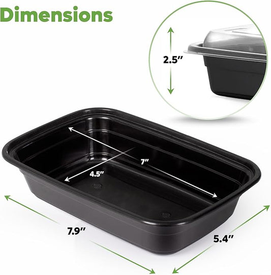 Comfy Package [24 oz -50 Count 1 Compartment Meal Prep Containers Reusable - Microwaveable, Dishwasher and Freezer Safe, BPA-Free, Portion Control and Convenience Food Storage with Lids, Stackable
