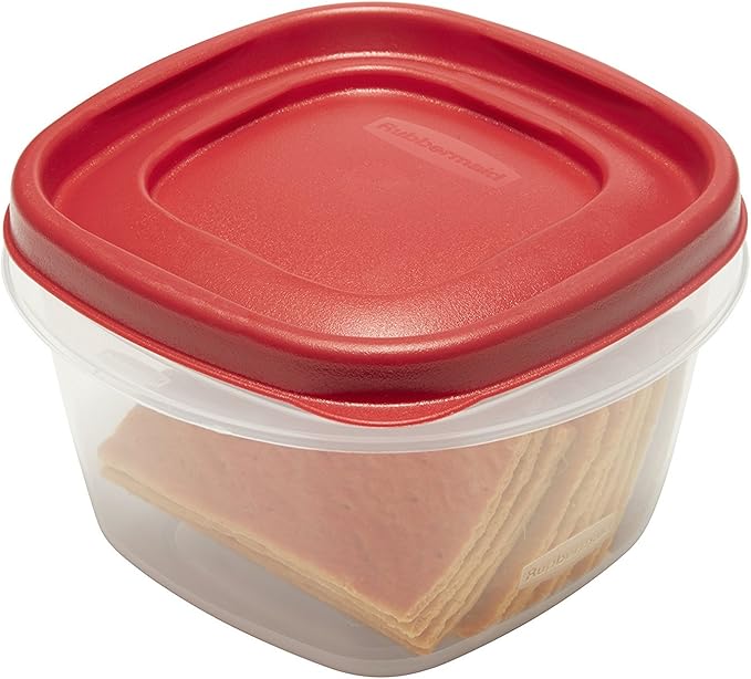 Rubbermaid Easy Find Lids Food Storage Containers, 2 Cup, Racer Red, 4-Piece Set