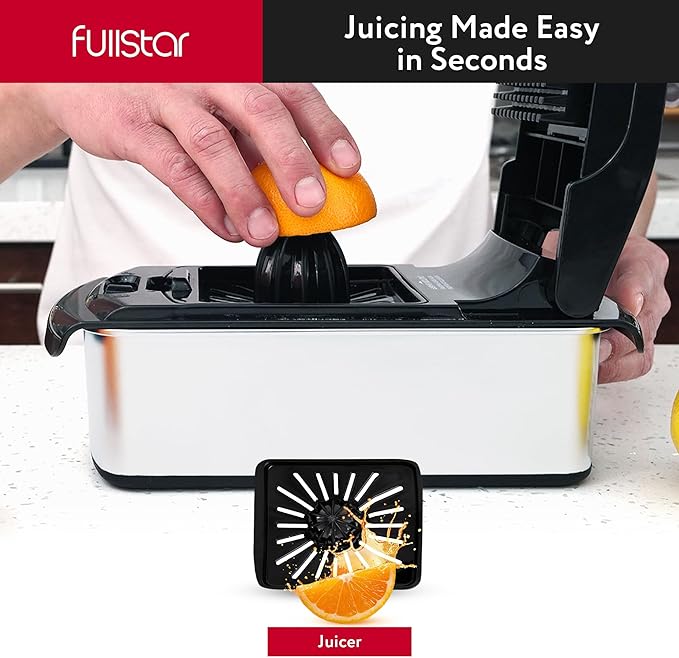Fullstar Vegetable Chopper and Spiralizer - Food Chopper with Container, Fruit Slicer, Kitchen Gadgets & Accessories, Home Essentials (14 in 1, Stainless Steel)