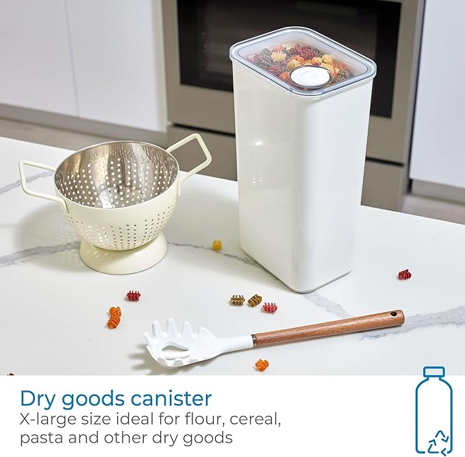 iDesign Extra Large Airtight Kitchen Canister with Removable Pour Cap - Set of 2 - White