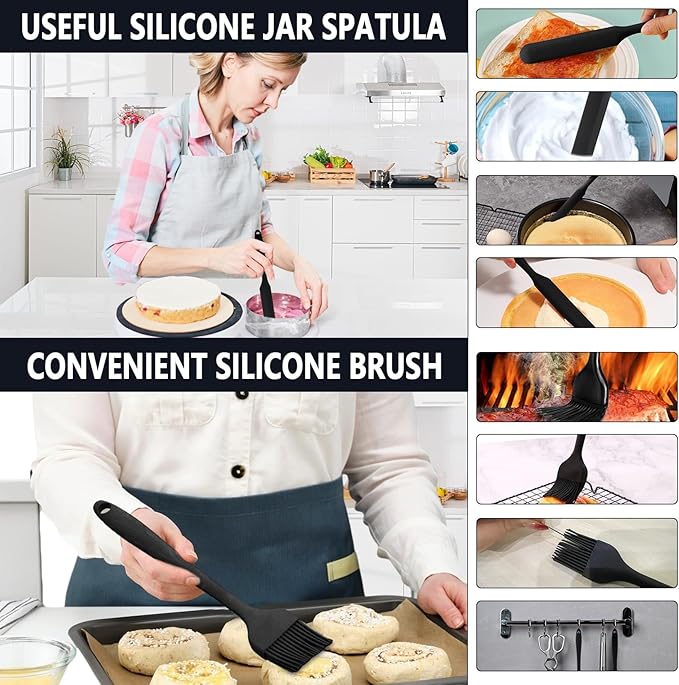20Pcs Mixing Bowl Set,Stainless Steel Mixing Bowls,Large Nesting Bowls 4.1/3.2/2.4/2.1/1.4QT with Measuring Cups and Spoons Set,Fine Mesh Strainer,Jar Spatula,Brush for Baking Utensils Metal Bowl