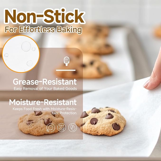 210PCS Value Pack Pre-cut 12x16 Inch Parchment Paper Sheets, Pro-Grade Baking Paper with Double-Sided Natural Silicone Coating, Perfect for Baking, Air Fryer, BBQ, Food Wrapping & Food Service