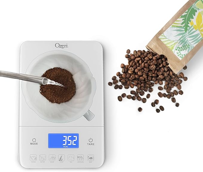 Ozeri Touch III Digital Kitchen Scale with Calorie Counter, 22 lbs (10 kg), White