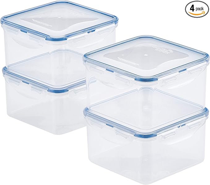 LOCK & LOCK Easy Essentials Storage Food Storage Container Set / Food Storage Bin Set - 4 Piece, Clear